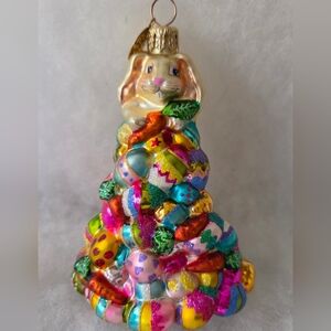 Christopher Radko Multi-Color Bunny & Easter Egg Stack Glass Ornament